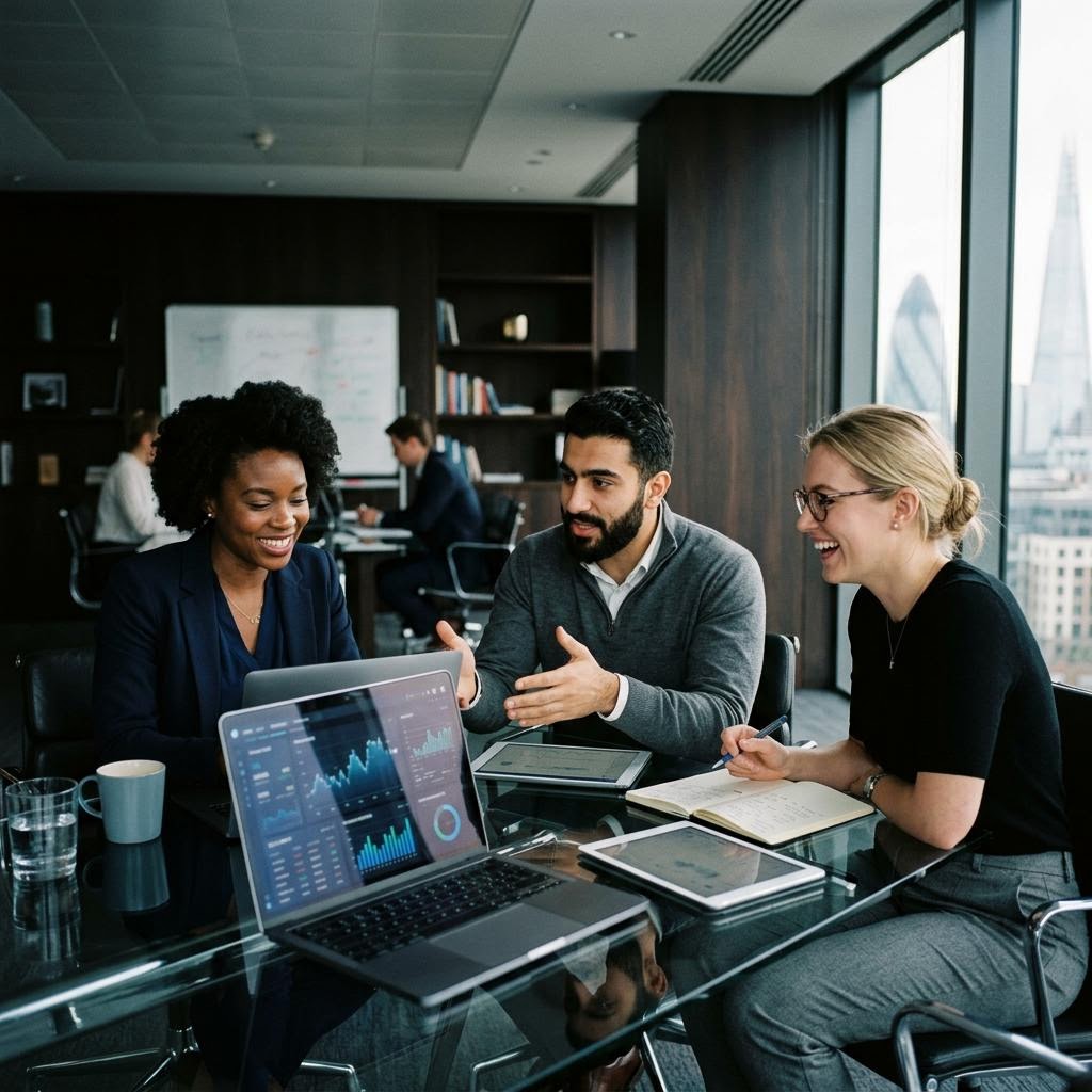 Entwicklerteam bei der Modellprüfung